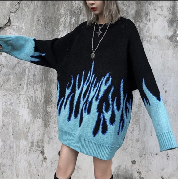 Sweaters - NWT Winter Oversized Streetwear Flame Sweater S: Small-Medium